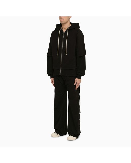 Rick Owens Black Wide Trousers With Metal Buttons for men
