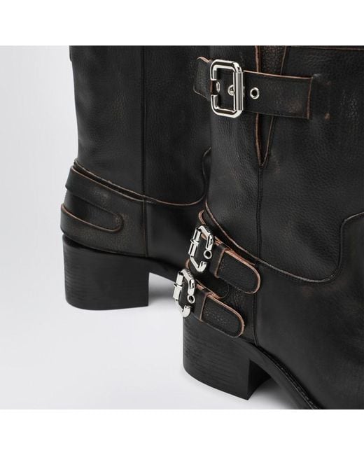 Chloé Black Stiefel Im Biker-Stil Dakota Schwarz Mit Vintage-Effekt