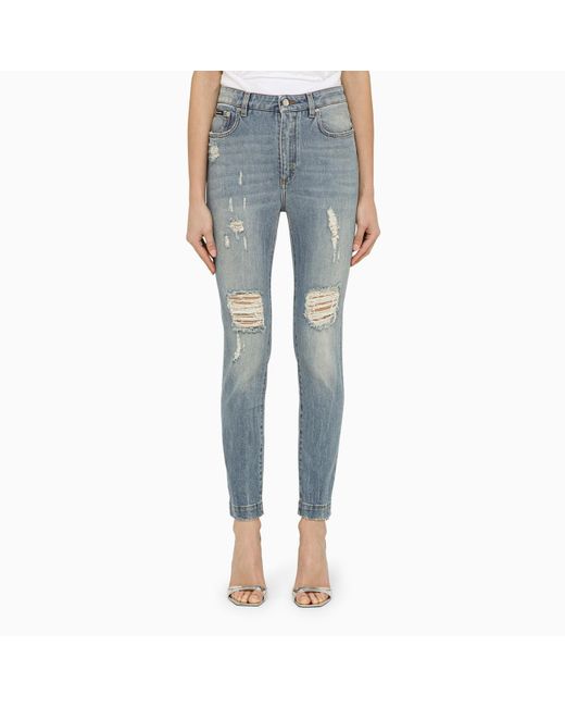 Dolce & Gabbana Blue Audry Denim Skinny Jeans With Wear And Tear