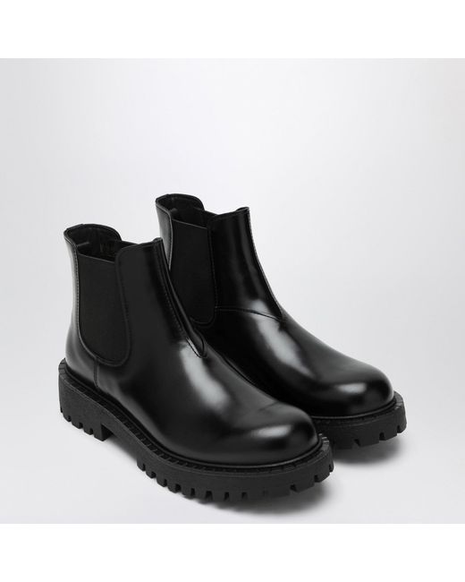 Prada Black Leather Ankle Boot for men