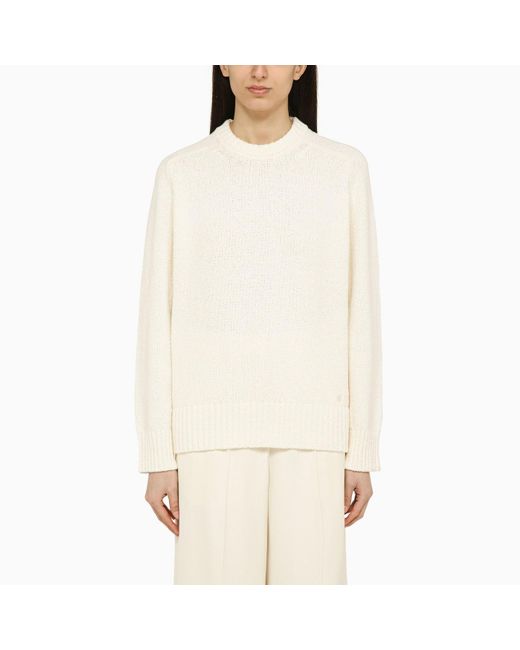 Loulou Studio White Cotton-Blend Crew-Neck Sweater