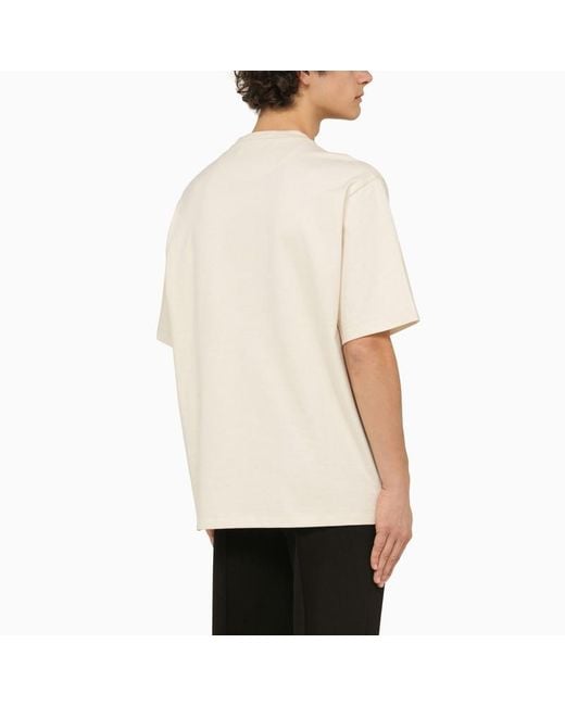 T-shirt girocollo color in cotone di Prada in Natural da Uomo