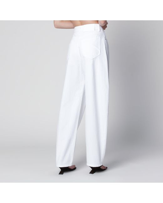 Alaïa White High-Waisted Curved-Leg Denim Jeans
