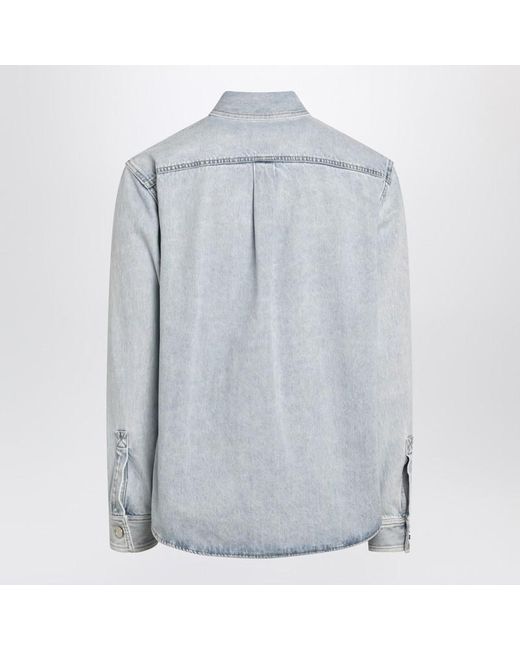 Chemise En Denim Délavé Avec Insert Gg Gucci pour homme en coloris Blue