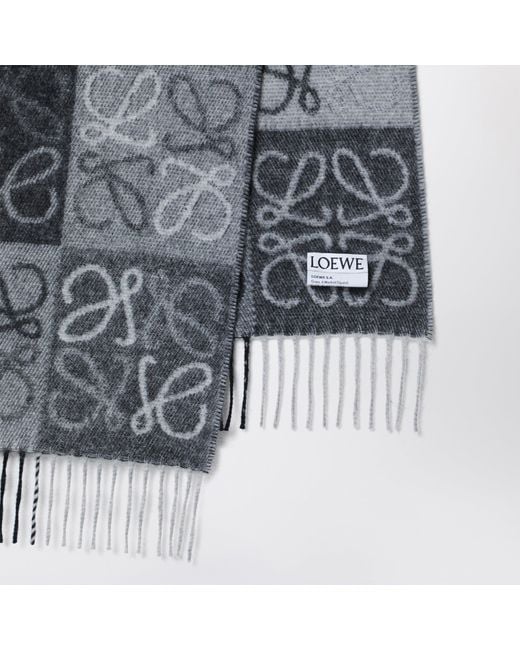 Loewe Gray Anagram Wool And Cashmere Scarf