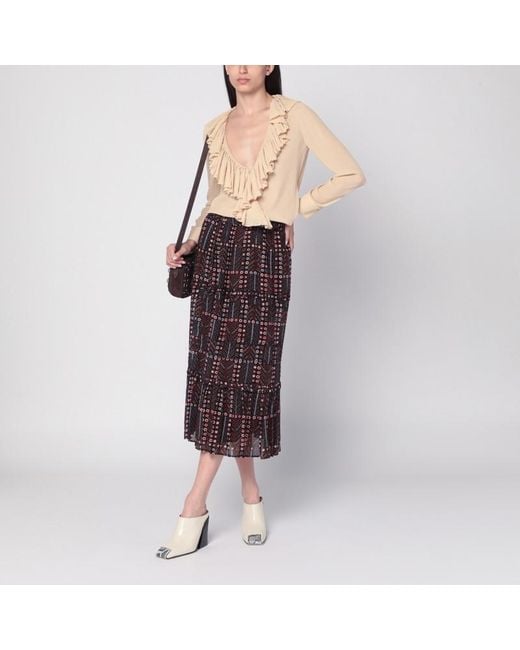 Gonna diya in voile di cotone con stampa di Isabel Marant in Brown