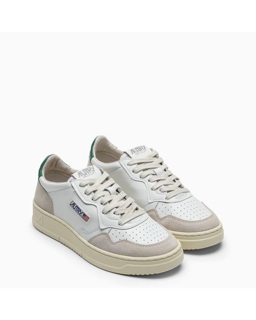 Autry Medalist Sneakers In White/green And Suede for men