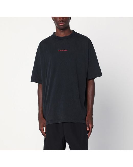 Balenciaga Black Faded Back Medium Fit T-Shirt for men