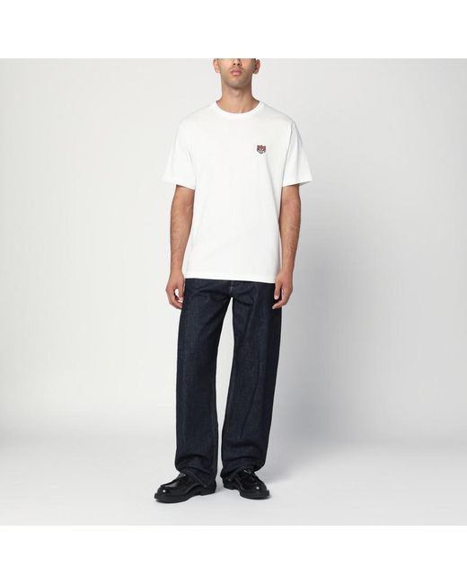 KENZO White Cotton T-Shirt With Logo Patch for men
