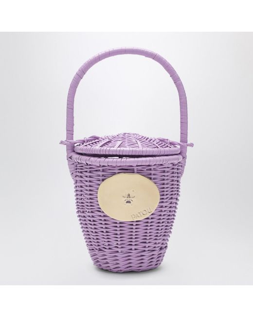 Patou Purple Lilac Wicker Bucket Bag