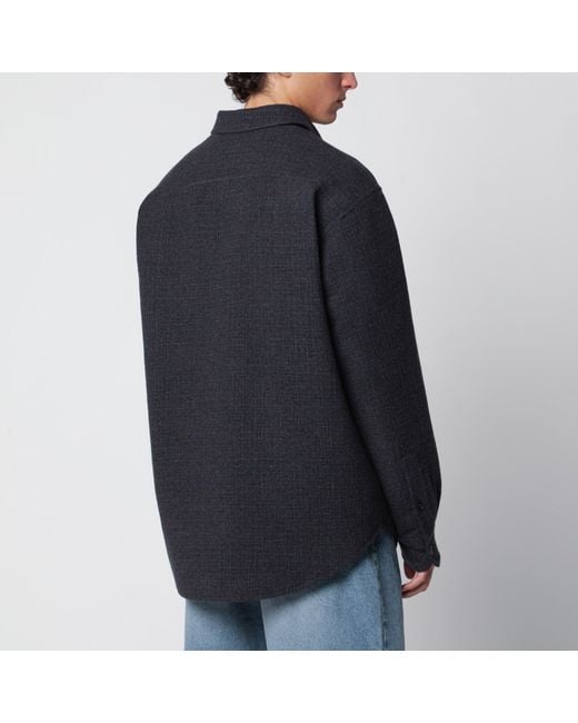 Loewe Black Dark Shirt Jacket With Anagram Pocket for men