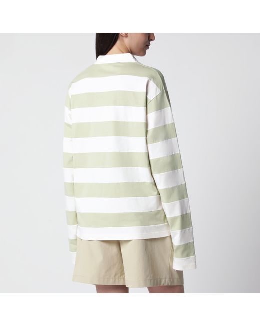 Miu Miu Natural Petal/Agave Striped Jersey Polo Shirt