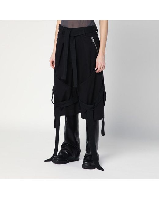 The Attico Black Weite Schwarze Bermudashorts Aus Baumwolle