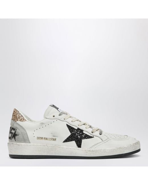 Golden Goose Deluxe Brand White And Ball Star Sneakers With Glitter