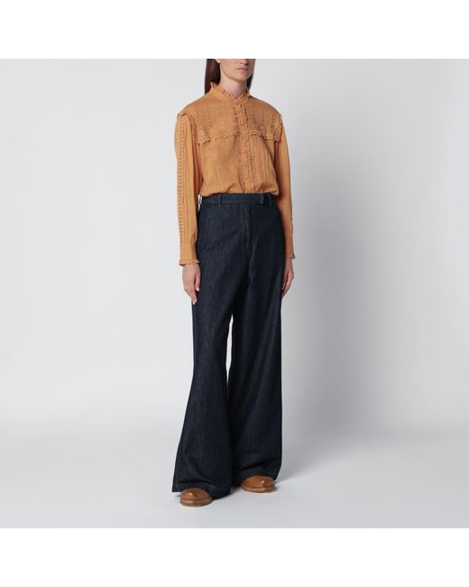 Isabel Marant Blue Lonzie Caramel Cotton Shirt