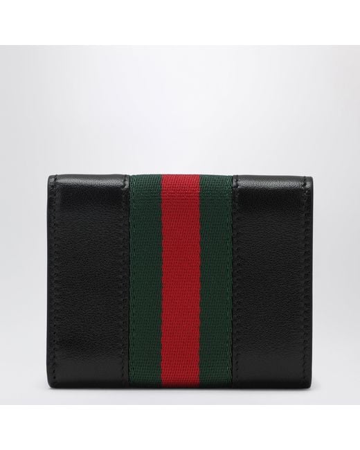 Gucci Black Small Tri-Fold Horsebit Web Wallet