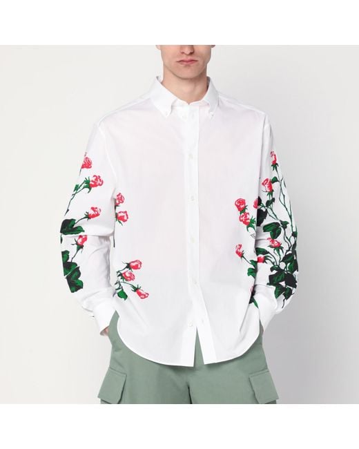 Loewe White Shirt With Floral Pattern for men