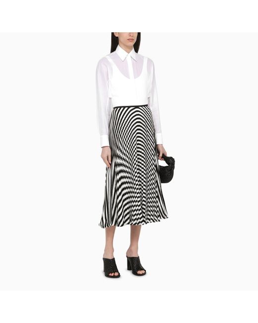 Alaïa Black White/ Flounced Midi Skirt