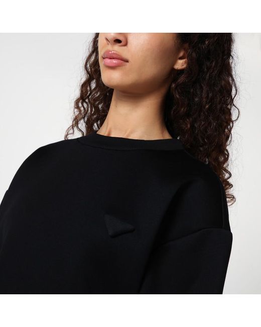 Prada Black Short Plush Dress With Logo Triangle