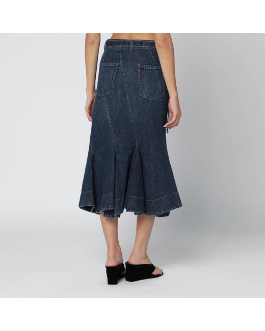 Sacai Blue Asymmetric Denim Skirt