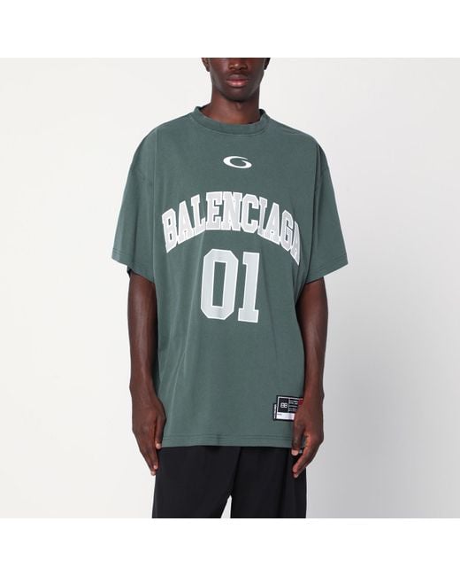 Balenciaga Green Dark/Light Oversized Basketball T-Shirt for men