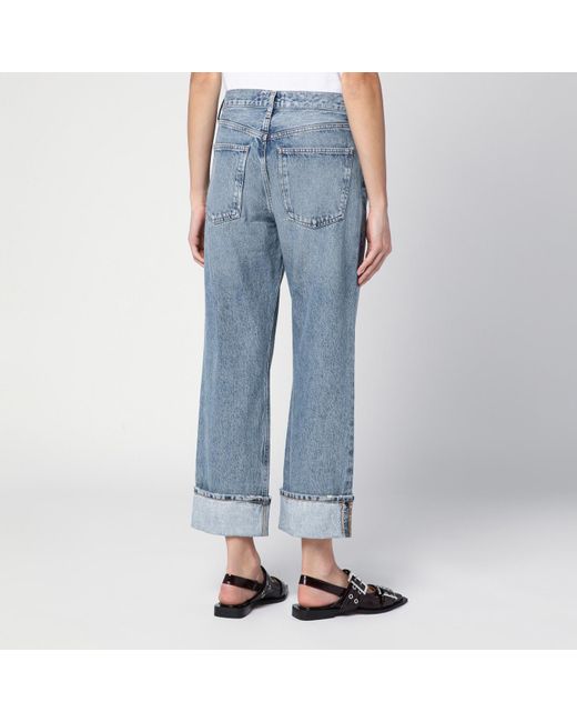 Agolde Blue Fran Jeans In Organic Denim With Turn-ups