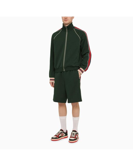 Gucci Green Bottle Jersey Short With Web Detailing for men