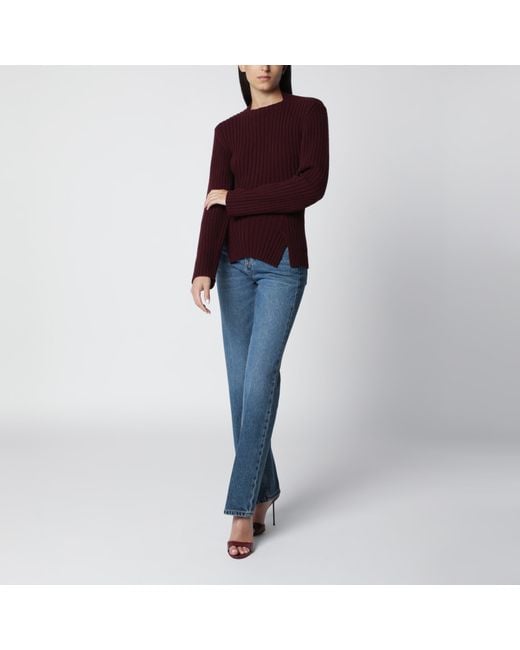 Victoria Beckham Red Ribbed Sweater