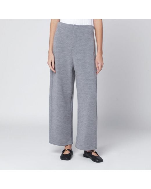 Max Mara Gray Wool-Cotton Blend Trousers
