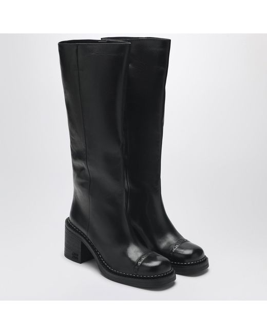 Miu Miu Leather Boots in Black | Lyst UK