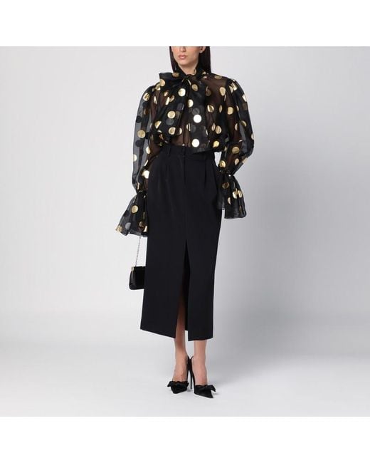 Dolce & Gabbana Black Schwarzer Bleistiftrock Aus Wollgabardine