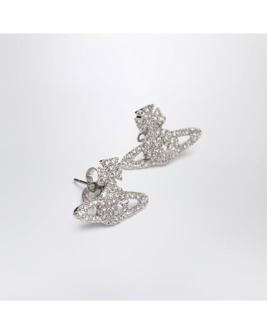 Vivienne Westwood Metallic Stud Earrings Grace Bas Relief With Crystals