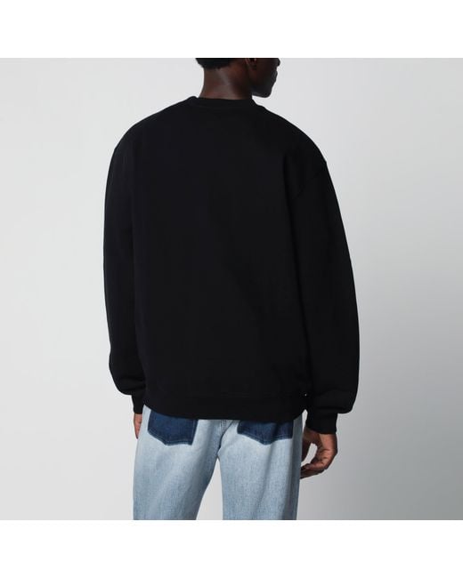 Jacquemus Black Crewneck Sweatshirt With Grosgrain Logo for men