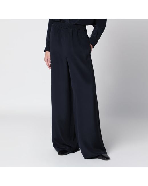 Max Mara Blue Silk Relaxed Trousers
