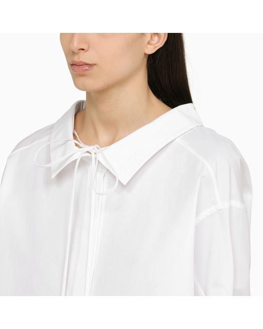 Camicia bianca in popeline con logo di Gucci in White