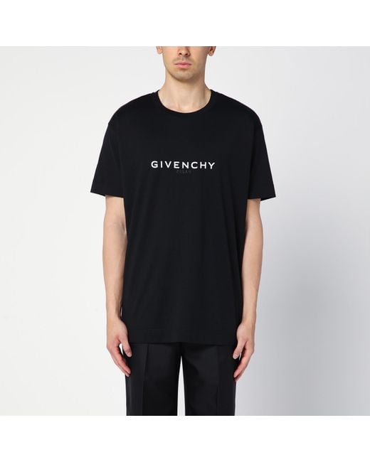 Givenchy Black Reverse Cotton Oversize T-shirt With Logo for men