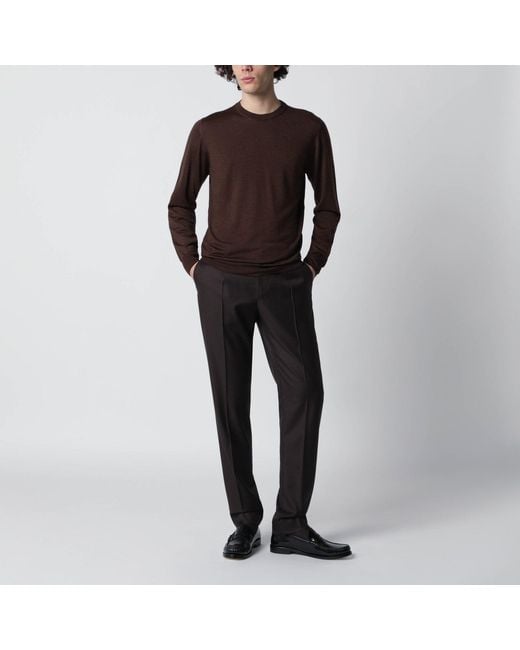 Drumohr Brown Chocolate Wool Sweater for men