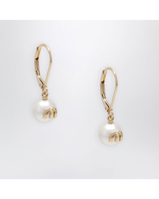 Miu Miu White Brass Drop Earrings
