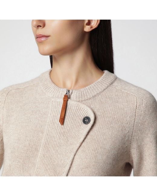 Isabel Marant Natural Wool Zip-Up Cardigan