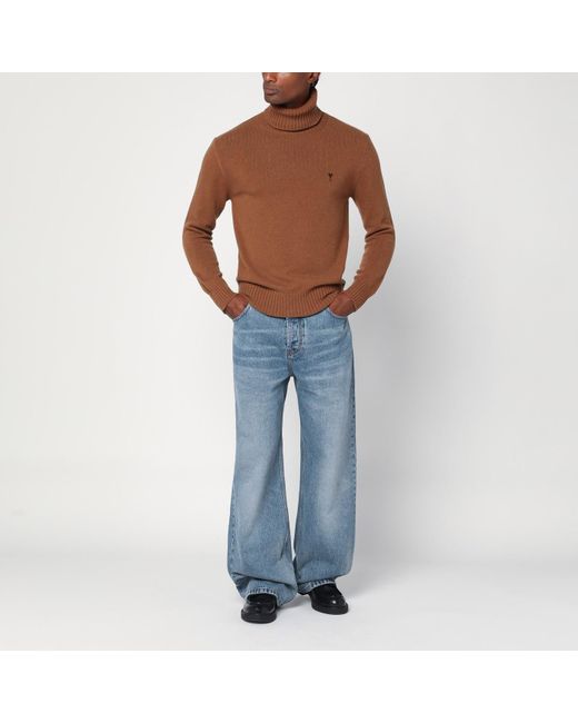 AMI Brown Hazelnut Ami De Coeur Turtleneck Sweater for men