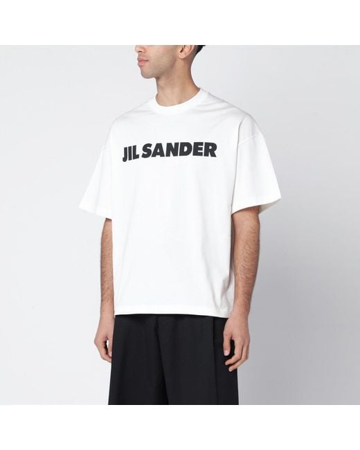 Jil Sander White Boxy Tshirt With Logo for men