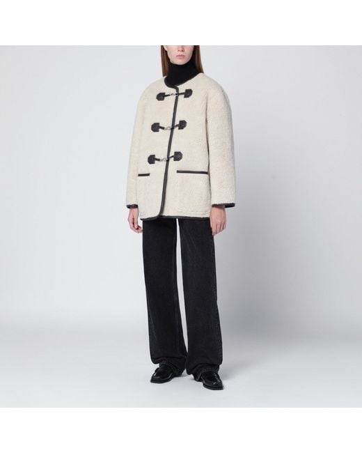DUNST Natural Cream Shearling Effect Fabric Jacket