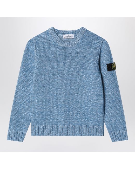 Stone Island Blue Powder Cotton Blend Jumper