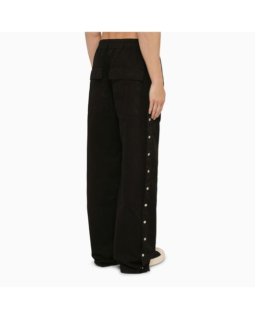 Rick Owens Black Wide Trousers With Metal Buttons for men