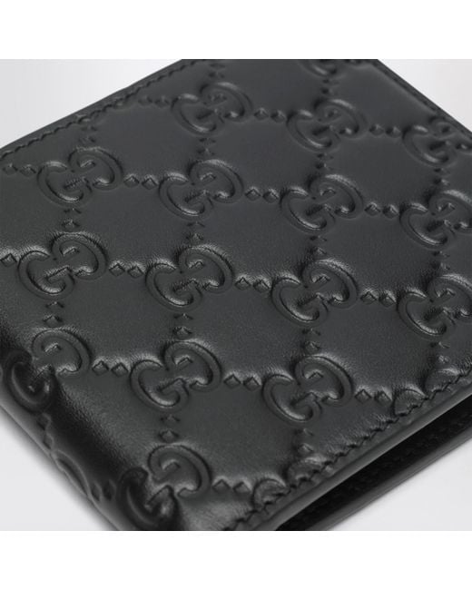 Gucci Black Gg Emblem Bi-Fold Wallet With Coin Pocket for men