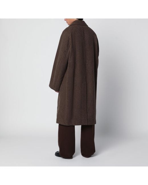 Lemaire Brown Long Double-Breasted Mud Wool And Alpaca Coat for men
