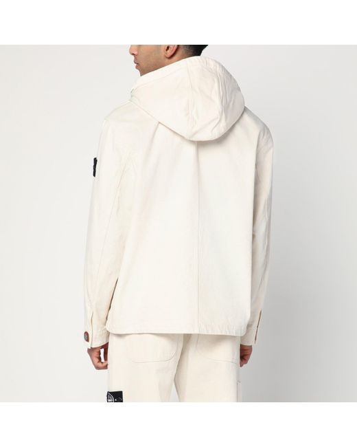 Stone Island White Ivory Cotton Anorak for men