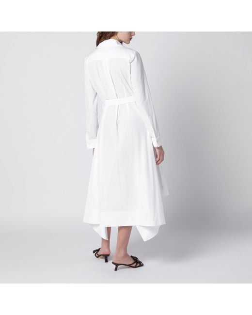 Loewe White Draped Silk Dress