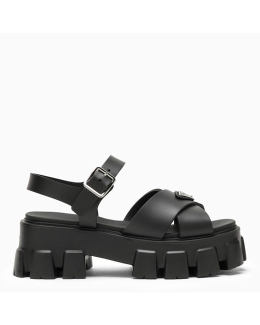 Prada Black Rubber Sandal With Logo
