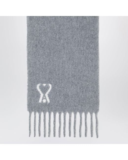 AMI Gray Ami De Coeur Scarf for men